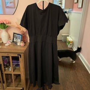 Everlane Black Flutter Sleeve Midi Dress